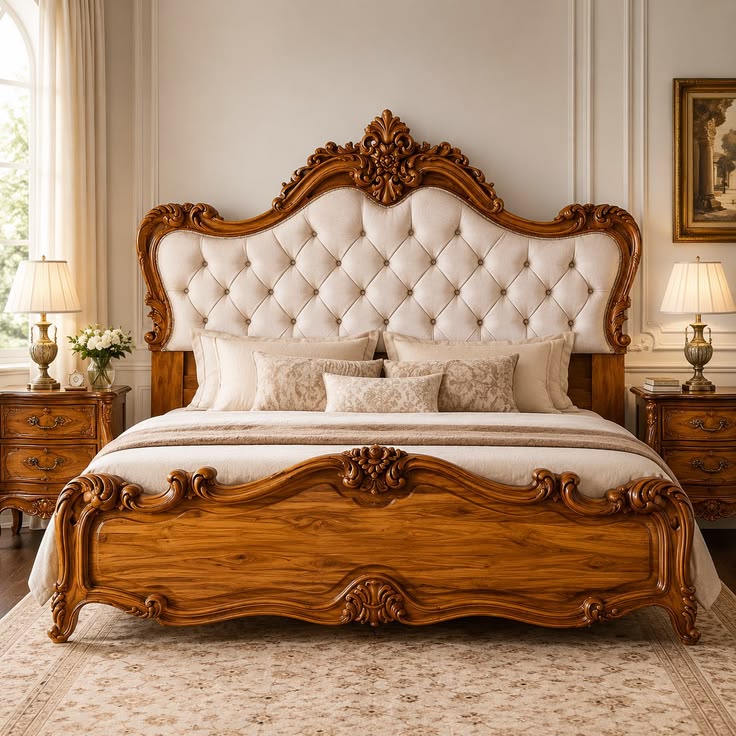 NS001 Royal Carved Bed — luxury carved wooden furniture by NS Furniture Saharanpur