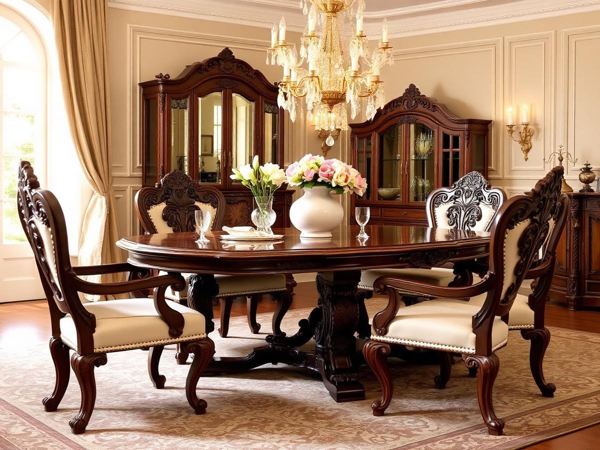 NS001 Royal Dining Set — luxury carved wooden furniture by NS Furniture Saharanpur